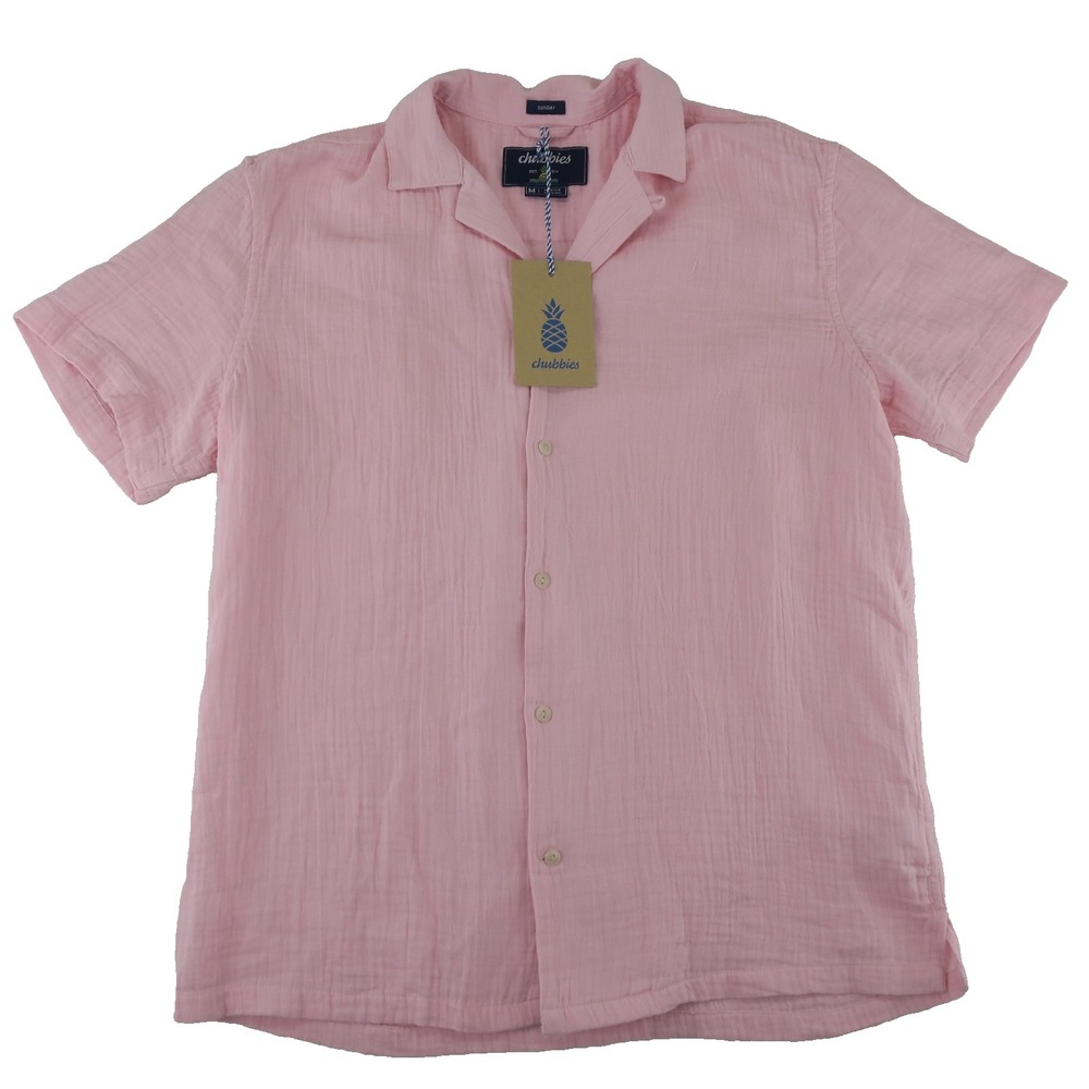 Chubbies The Made In The Shade Gauze Sunday Shirt Mens Medium Pink Cotton
